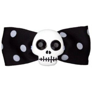 Too Fast Alien Skull Bow Barrettes Goth Rockabilly